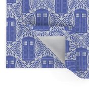   Damask Police Box - Blue on Blue