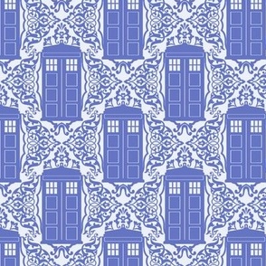   Damask Police Box - Blue on Blue