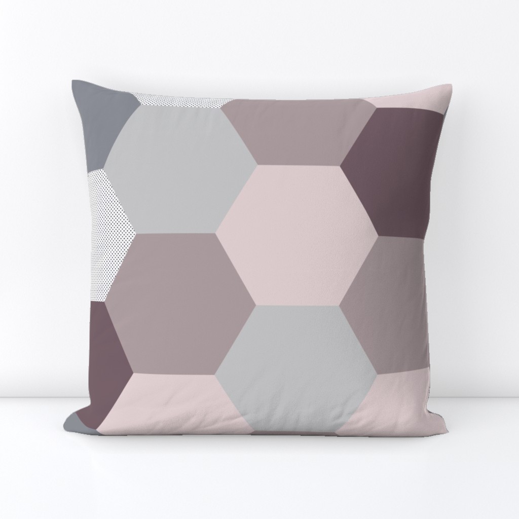 Pink Grey Ombre Hexagon Quilt