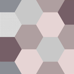 Pink Grey Ombre Hexagon Quilt