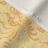 Golden Balls- Small- Yellow Background, Ornate Swirly Butterflies, Designs