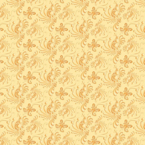 Golden Balls- Small- Yellow Background, Ornate Swirly Butterflies, Designs