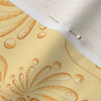Golden Balls- Large- Yellow Background, Ornate Swirly Butterflies, Designs