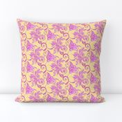 Purple Pretties- Small- Yellow Background, Flower Bud Designs