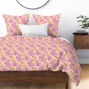 Purple Pretties- Large- Yellow Background, Flower Bud Designs