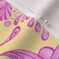 Purple Pretties- Large- Yellow Background, Flower Bud Designs