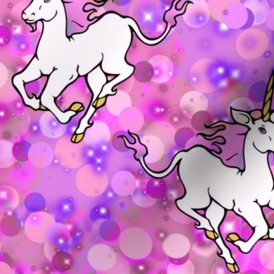 galloping unicorns, pink and purple