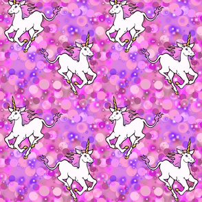 galloping unicorns, pink and purple