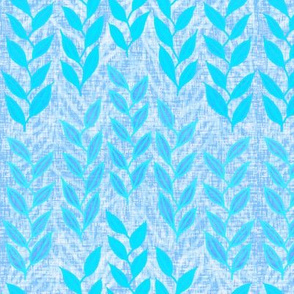 Sea grasses in bright blues on linen weave by Su_G_©SuSchaefer