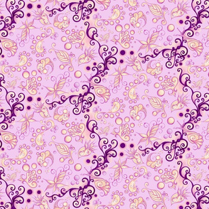 Showy Shapes- Ornate- Lacy- Large- Light Pink Purple Swirls
