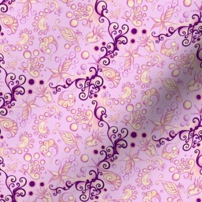 Showy Shapes- Ornate- Small- Light Pink Purple Swirls