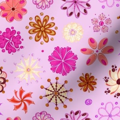 Fancy Flowers- Ornate- Large- Light Pink Background