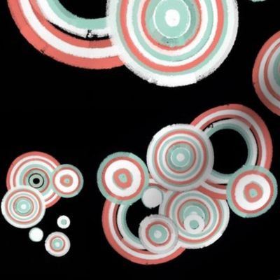 Ecliptic Black, white, Mint and Coral Swirls