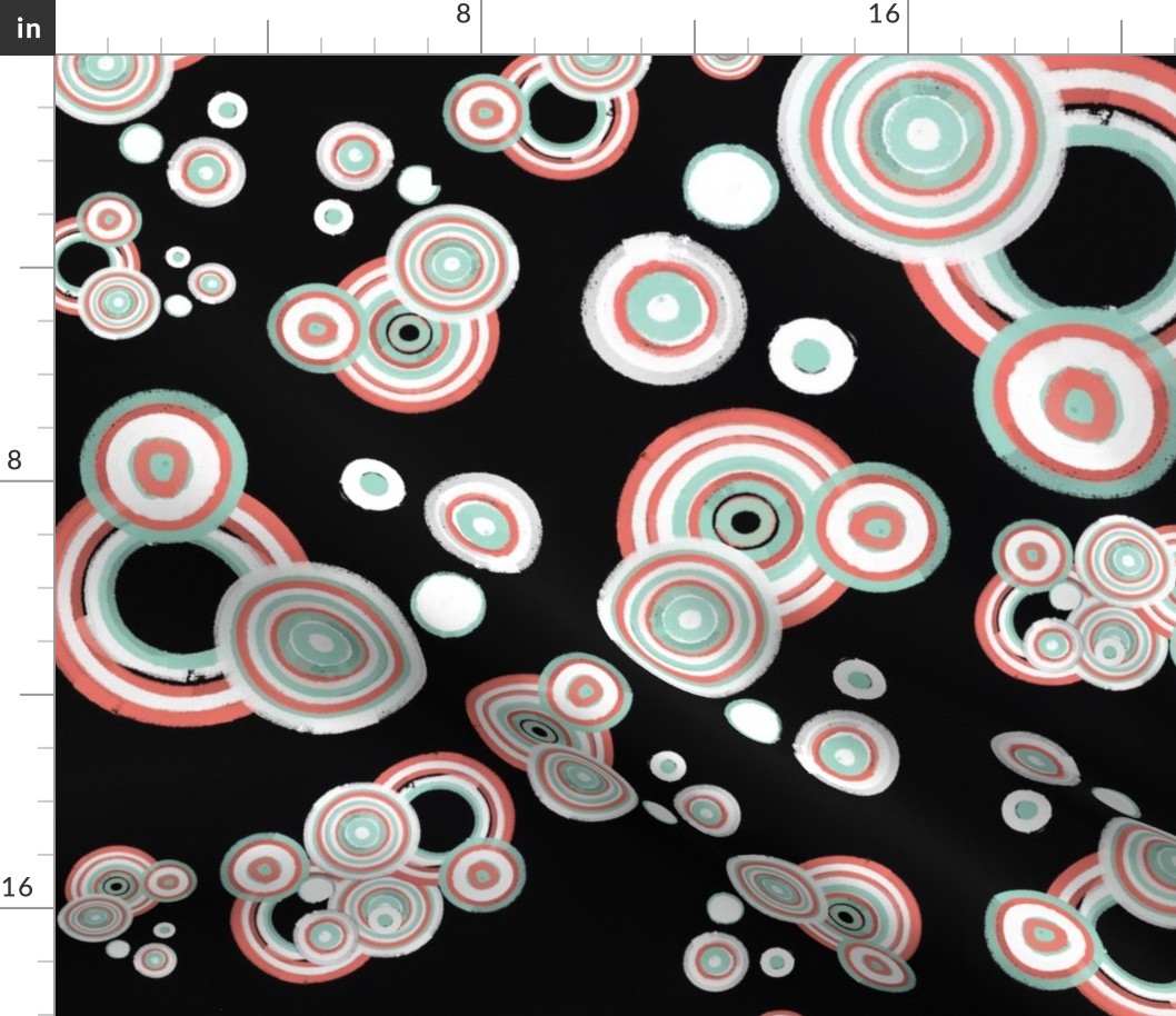 Ecliptic Black, white, Mint and Coral Swirls