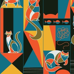 modernist cats in primary colors