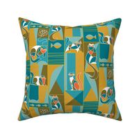 modernist cats teal 