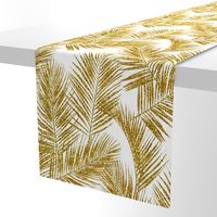 gold glitter palm leaves - white, large.   silhuettes faux gold imitation tropical forest white background hot summer palm plant leaves shimmering metal effect texture fabric wallpaper giftwrap