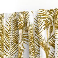 gold glitter palm leaves - white, large.   silhuettes faux gold imitation tropical forest white background hot summer palm plant leaves shimmering metal effect texture fabric wallpaper giftwrap