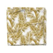 gold glitter palm leaves - white, large.   silhuettes faux gold imitation tropical forest white background hot summer palm plant leaves shimmering metal effect texture fabric wallpaper giftwrap