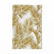 gold glitter palm leaves - white, large.   silhuettes faux gold imitation tropical forest white background hot summer palm plant leaves shimmering metal effect texture fabric wallpaper giftwrap