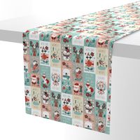 christmas stickers/gift wrap with cute woodland animals, santa claus, snowman and poinsettia