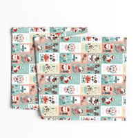 christmas stickers/gift wrap with cute woodland animals, santa claus, snowman and poinsettia