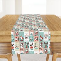 christmas stickers/gift wrap with cute woodland animals, santa claus, snowman and poinsettia