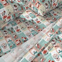 christmas stickers/gift wrap with cute woodland animals, santa claus, snowman and poinsettia