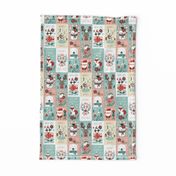 christmas stickers/gift wrap with cute woodland animals, santa claus, snowman and poinsettia
