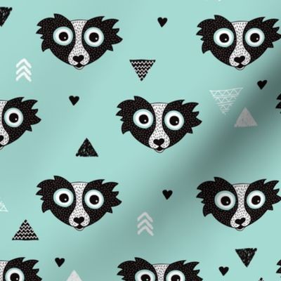 Geometric woodland scandinavian blue skunk animal illustration arrows print