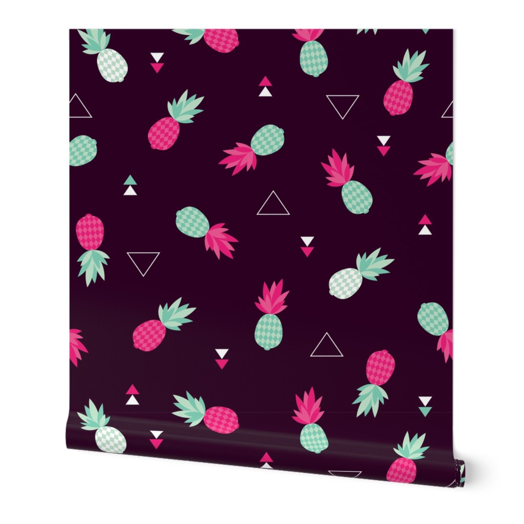 Geometric pineapple fruit hot tropical summer print in pink