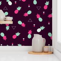 Geometric pineapple fruit hot tropical summer print in pink