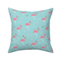 Geometric summer flamingo beach theme in aqua and pink