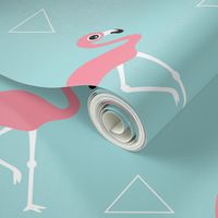 Geometric summer flamingo beach theme in aqua and pink