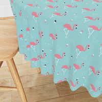 Geometric summer flamingo beach theme in aqua and pink