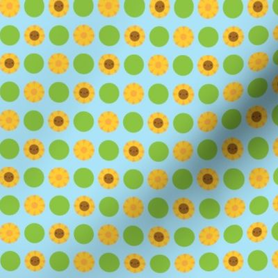 Kawaii Sunflower Polka Dots (Blue)