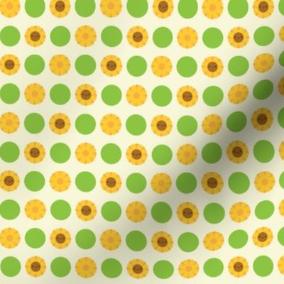 Kawaii Sunflower Polka Dots (Cream)