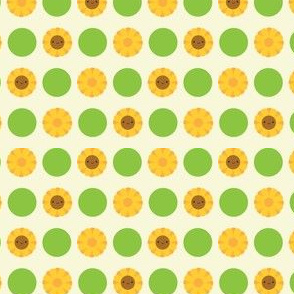 Kawaii Sunflower Polka Dots (Cream)