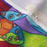 Rainbow Cubist Cats