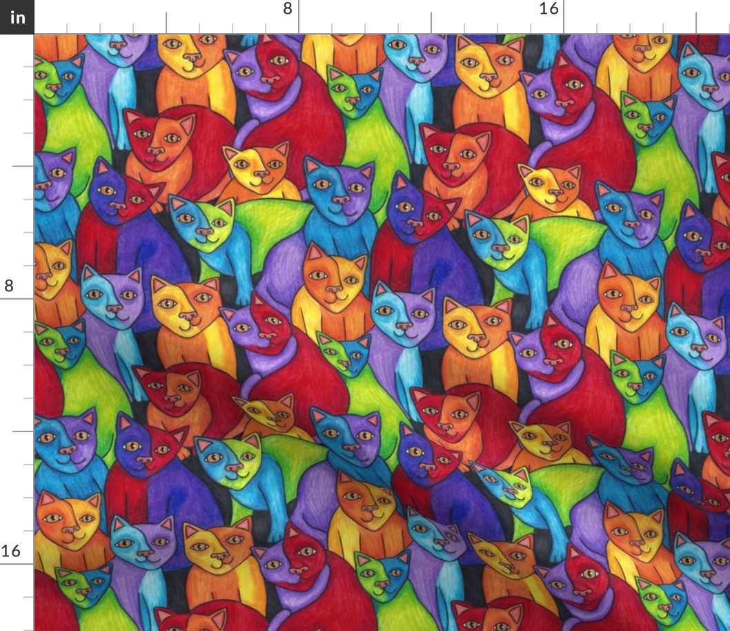 Rainbow Cubist Cats