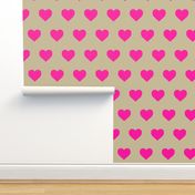 Neon Pink Hearts on Natural