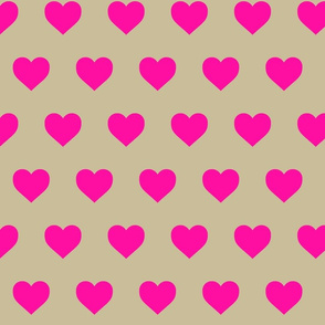 Neon Pink Hearts on Natural