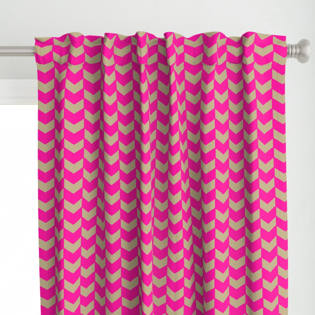 Herringbone Neon Pink and Natural