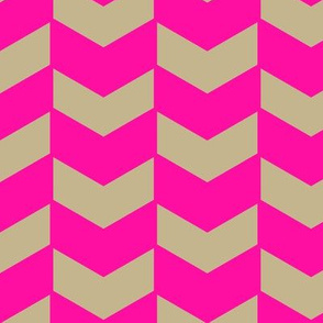 Herringbone Neon Pink and Natural