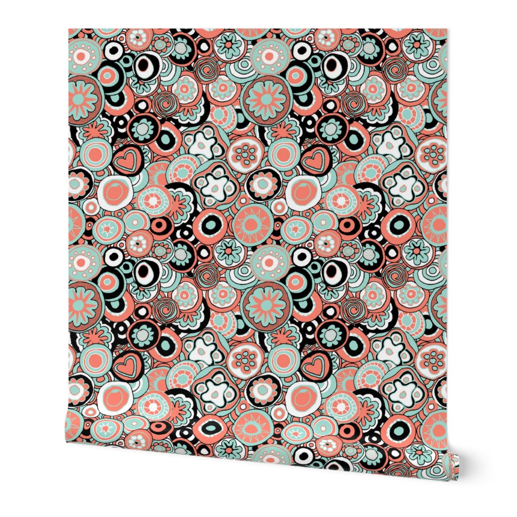 Millefiori in coral and mint