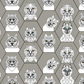 Geo Cats Grey