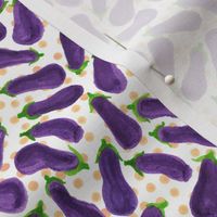 Watercolor eggplant bonanza (vegetable) on polka dots