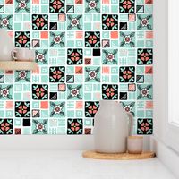 coral_mint_black_white_tiles_4x4_3a