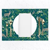 Spring Woodland Toile (teal linen) LRG