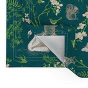 Spring Woodland Toile (teal linen) LRG